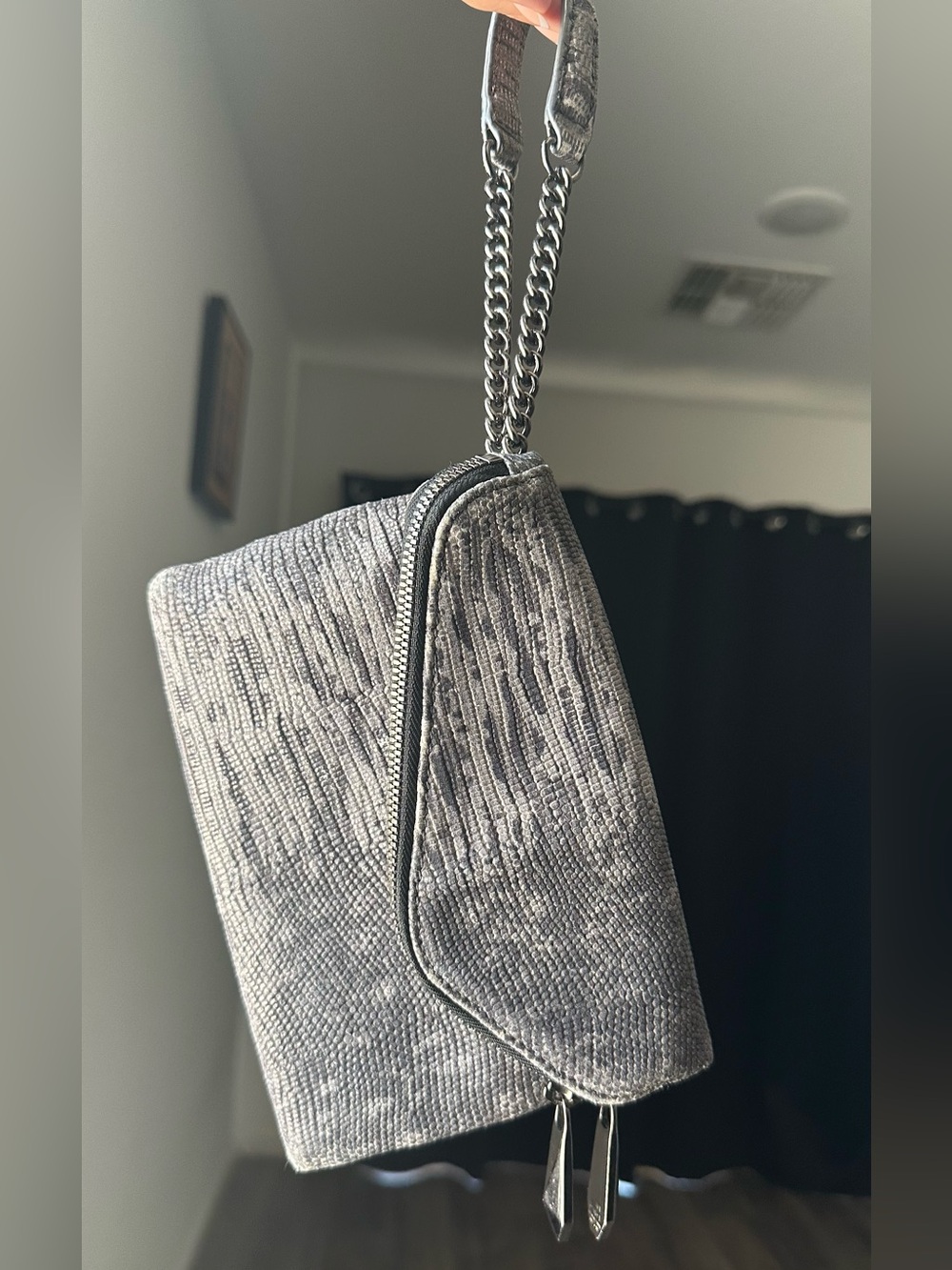 Henri Bendel "The Deb" Leather Wristlet/Clutch Asymmetrical Flap- Snake Print - Picture 2 of 8